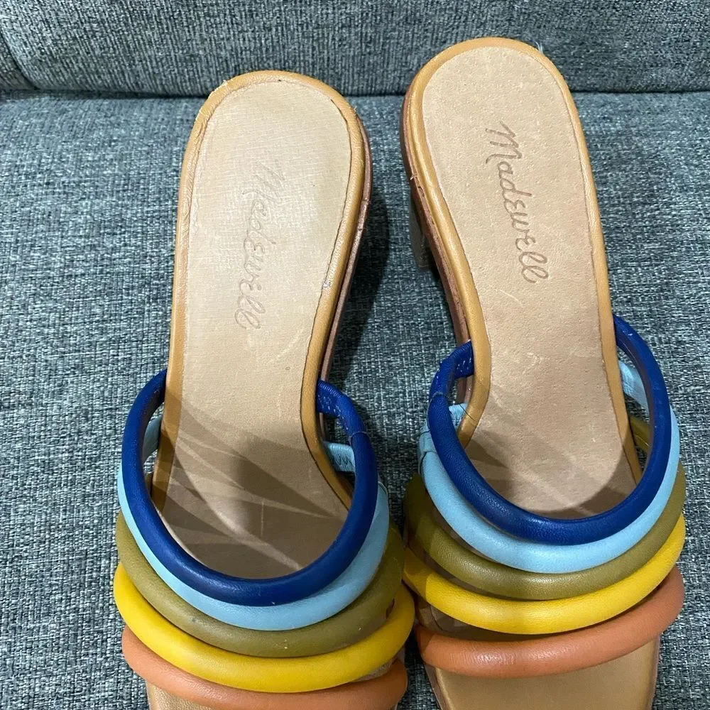 MadeWell Addie High Heel Mule Rainbow Sandals Women Size 6.5